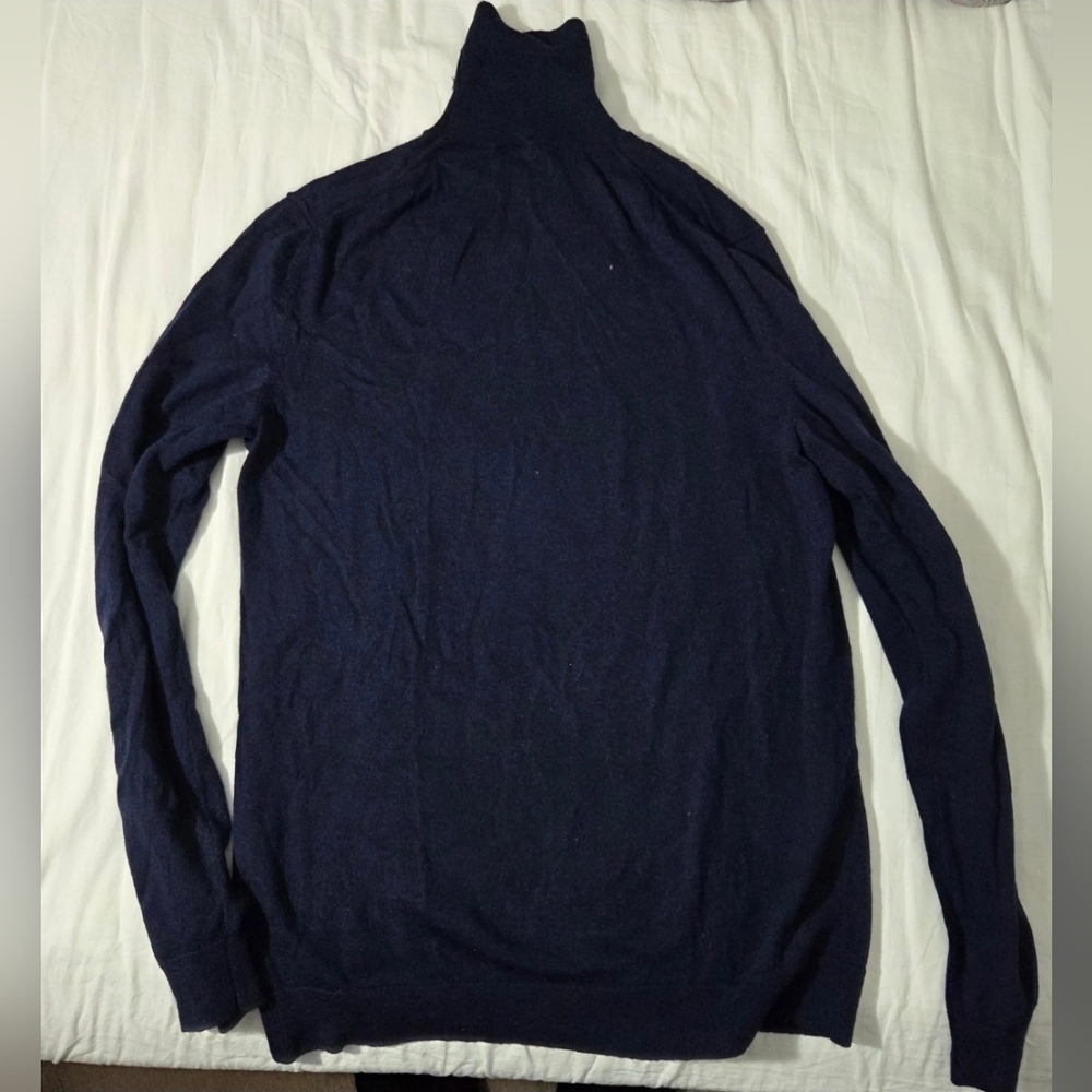 Tasso Elba Dark Navy Merino Wool Blend Turtleneck Sweater